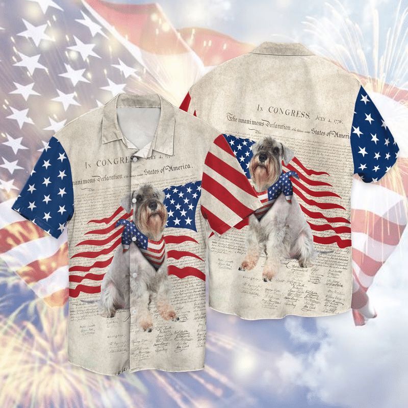 Schnauzer Patriotic Schnauzer American Flag Gift Hawaiian Shirt