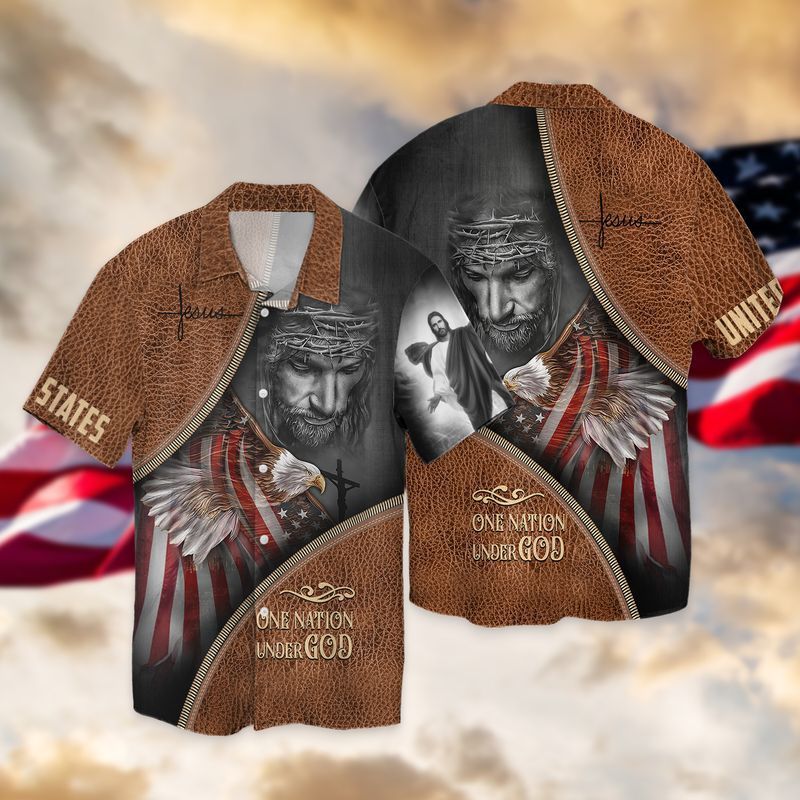 United States One Nation Under God Jesus Hawaiian Shirt