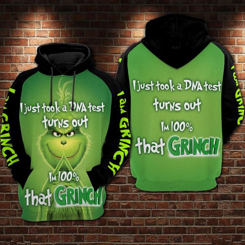 100 Grinch In My Dna Over Print 3d Zip Hoodie