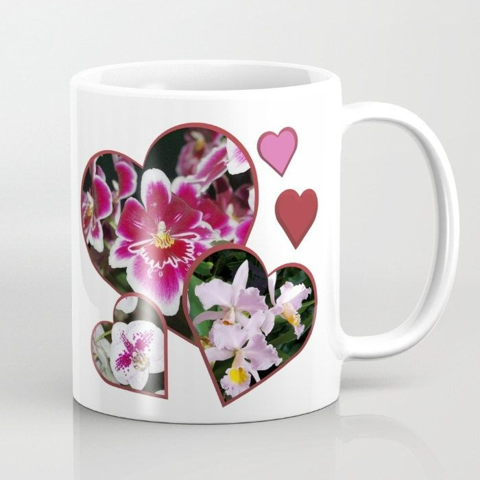 11 oz Ceramic Valentine Orchid Hearts Mug