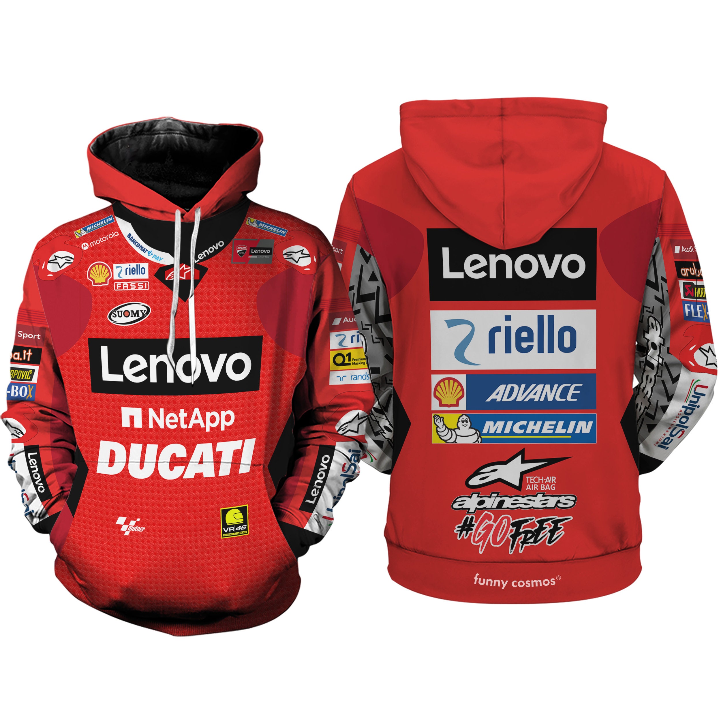 3D Francesco Bagnaia MotoGP Racing Sweat Zip AOP Unisex Hoodie