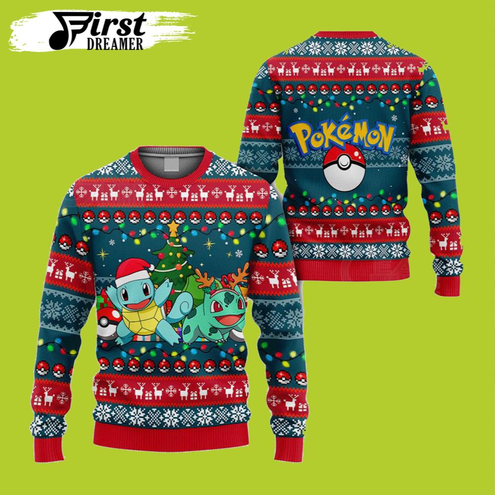 Pokemon Ugly Christmas Sweater Bulbasaur And Squirtle Merry Christmas – The First Dreamer Store- Best Christmas Gifts 2023