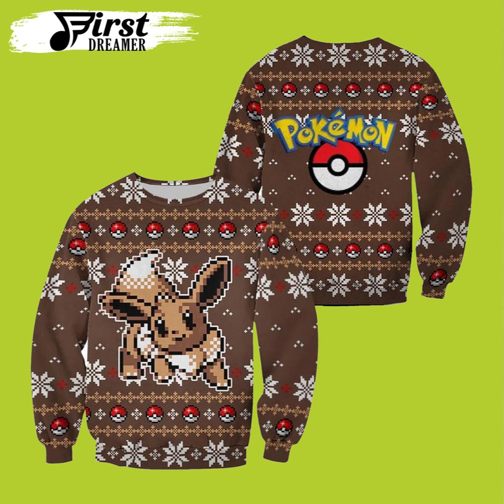 Pokemon Ugly Christmas Sweater Custom Eevee Xmas Gift – The First Dreamer Store- Best Christmas Gifts 2023