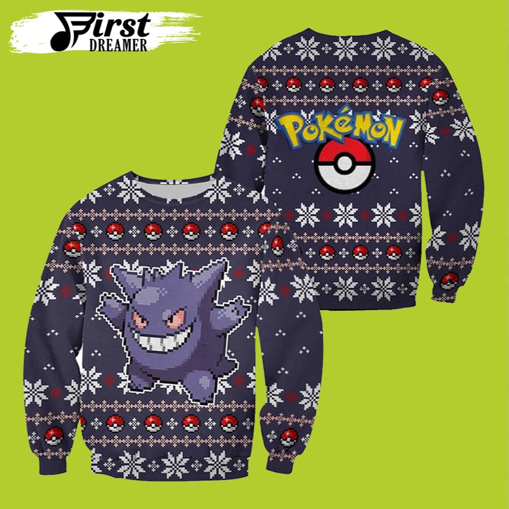 Pokemon Ugly Christmas Sweater Gengar Merry Christmas – The First Dreamer Store- Best Christmas Gifts 2023