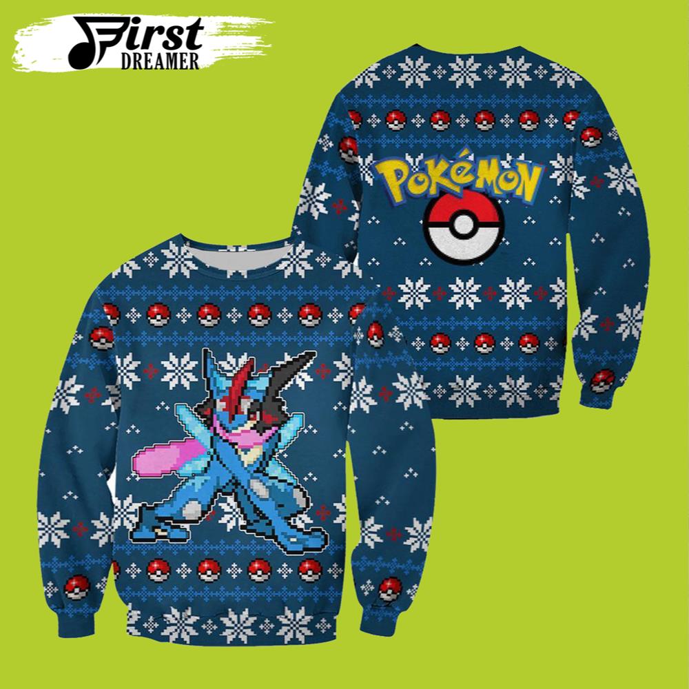 Pokemon Ugly Christmas Sweater Pokemon Greninja Merry Christmas – The First Dreamer Store- Best Christmas Gifts 2023