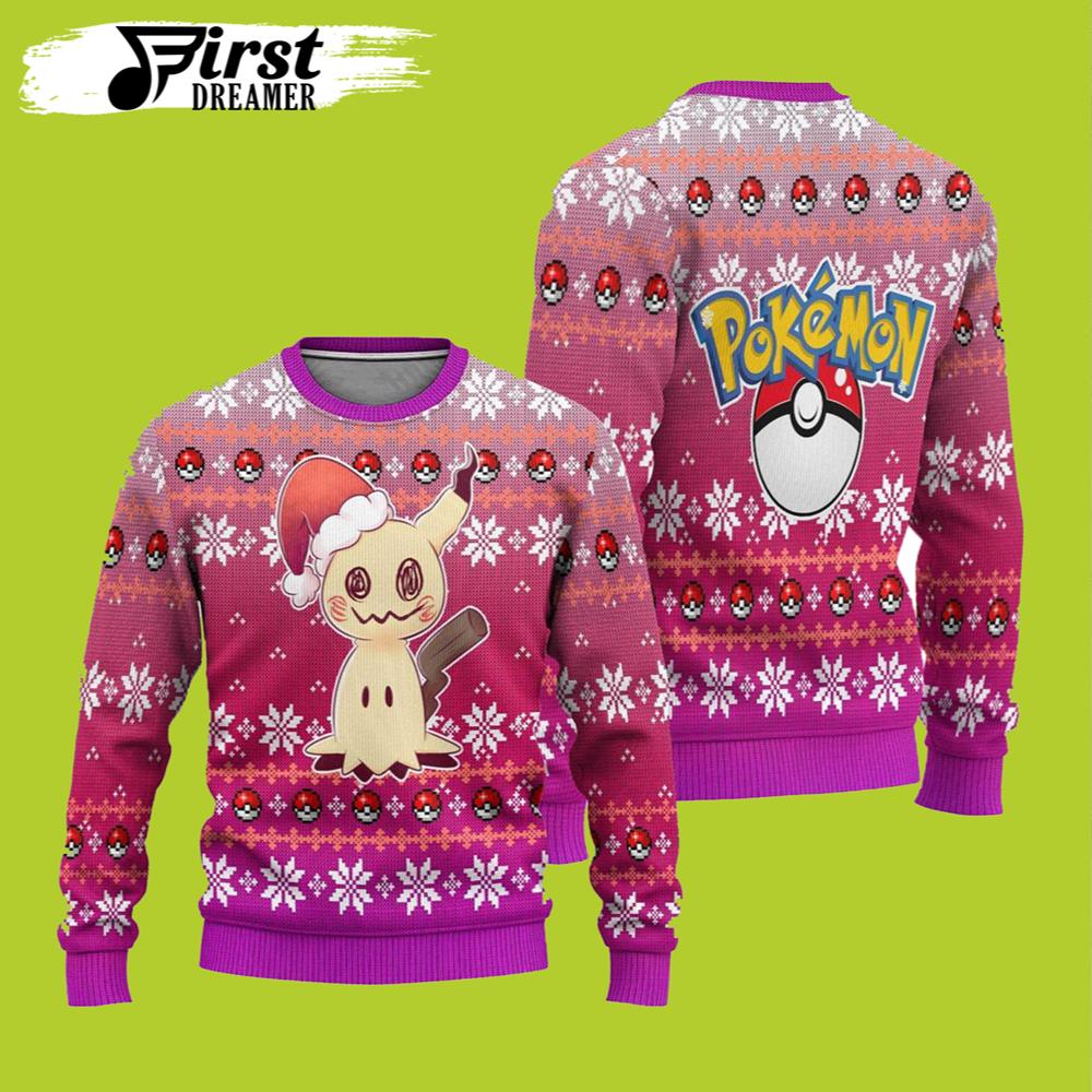 Pokemon Ugly Christmas Sweater Pokemon Mimikyu Anime Merry Christmas – The First Dreamer Store- Best Christmas Gifts 2023