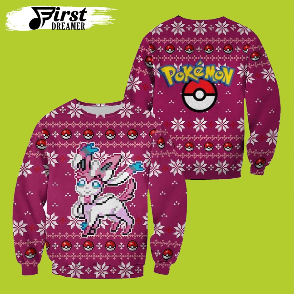 Pokemon Ugly Christmas Sweater Pokemon Sylveon Merry Christmas Funny Gift – The First Dreamer Store- Best Christmas Gifts 2023