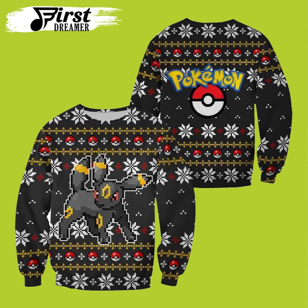 Pokemon Ugly Christmas Sweater Pokemon Umbreon Knitted Funny Christmas Gift Holiday – The First Dreamer Store- Best Christmas Gifts 2023