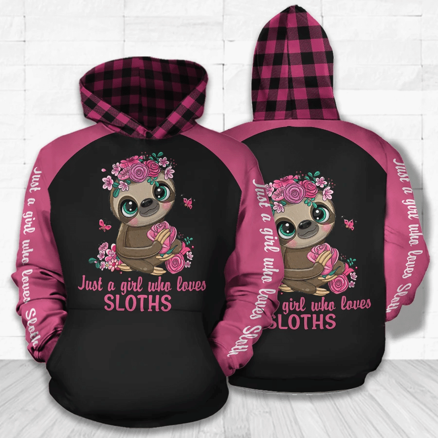 A Girl Loves Sloth 3D Hoodie