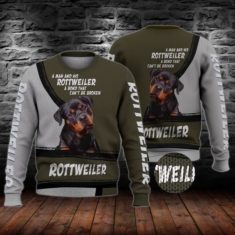 A Man And His Rottweiler A Bond That Cant Be Broken Ugly Christmas Sweater- Best Christmas Gifts 2023