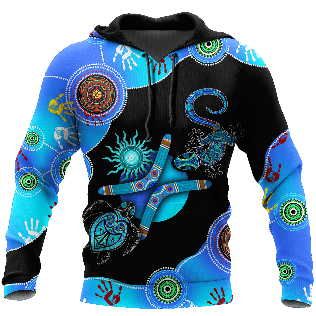 Aboriginal Naidoc Week Blue Turtle Lizard 3D Hoodie