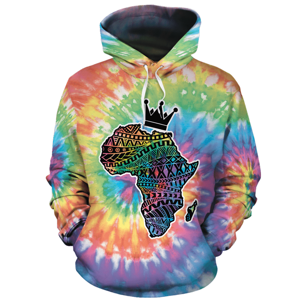 African Map Tie Dye Unisex 3D Hoodie