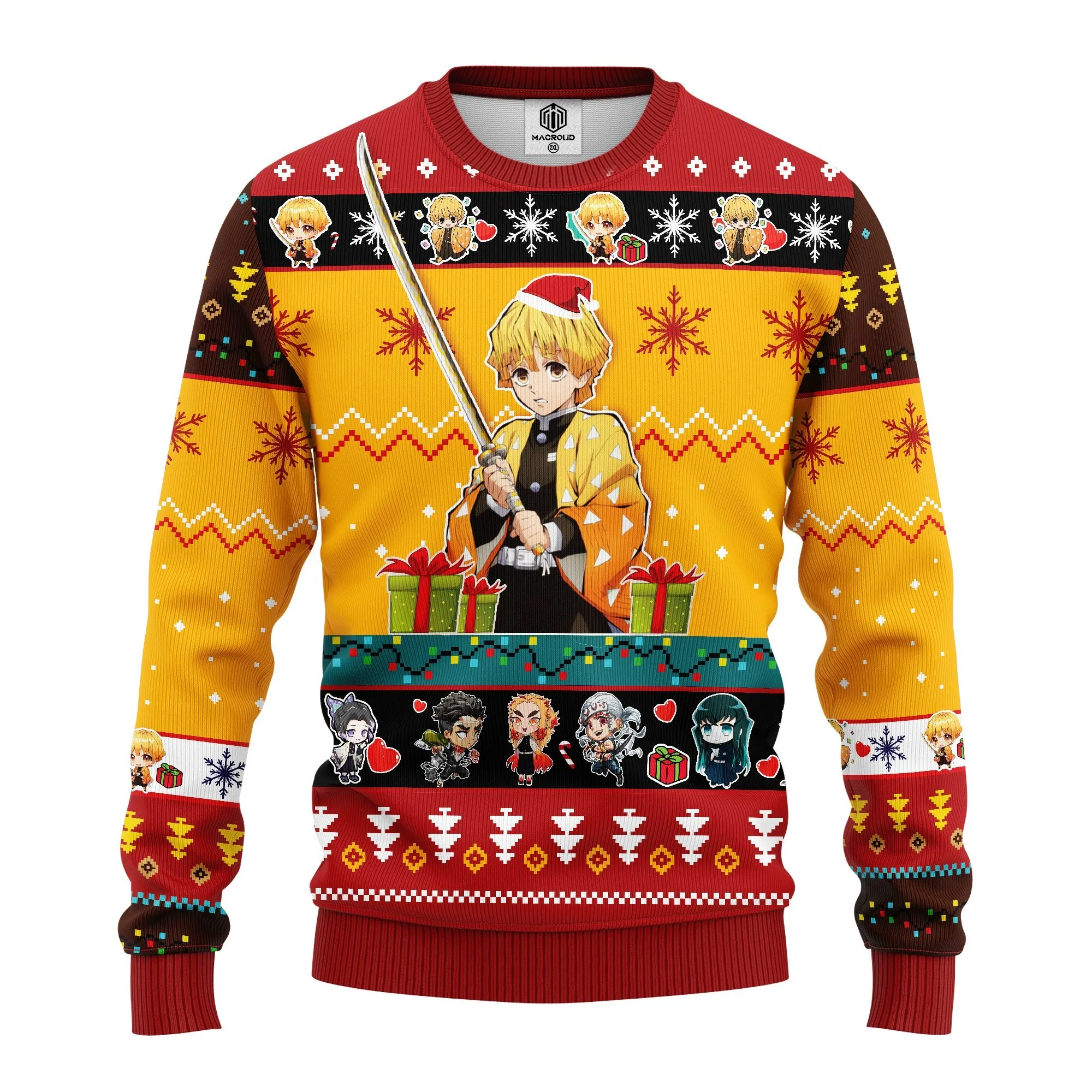 Agatsuma Zenitsu Demon Slayer Anime Ugly Christmas Sweater 349- Best Christmas Gifts 2023