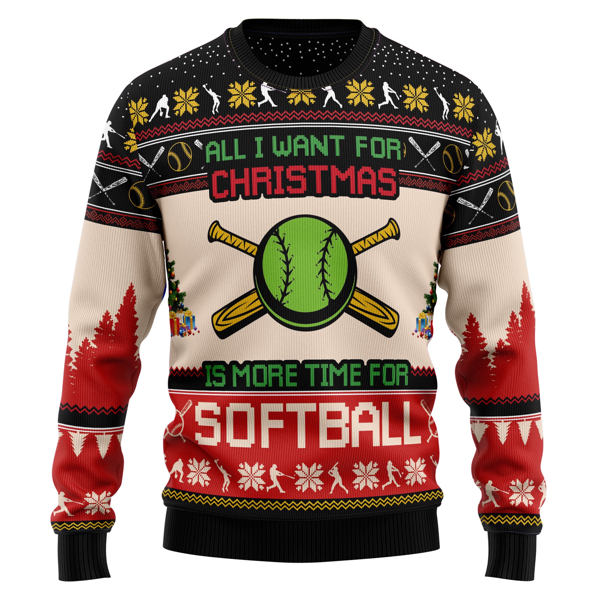 All I Want For Christmas Is More Time For Softball G5115 Ugly Christmas Sweater- Best Christmas Gifts 2023