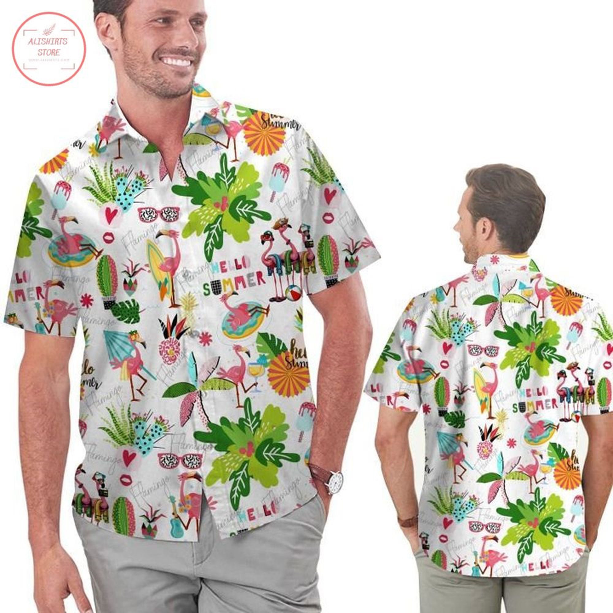 Amazing Flamingo Hello Summer Hawaiian Shirt Flamingo Lovers Gift