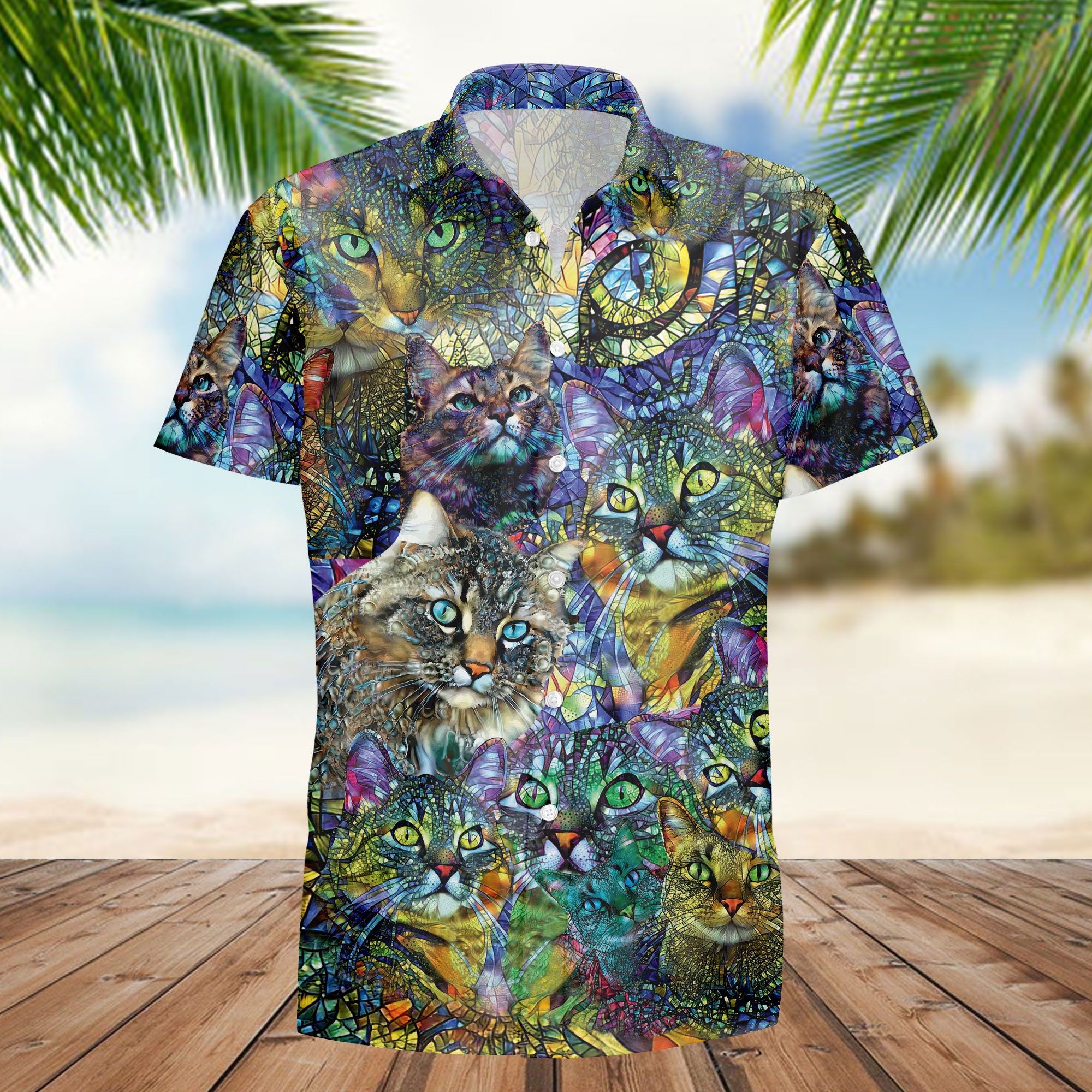 Amazing Kaleidoscope Cat Hawaiian Shirt