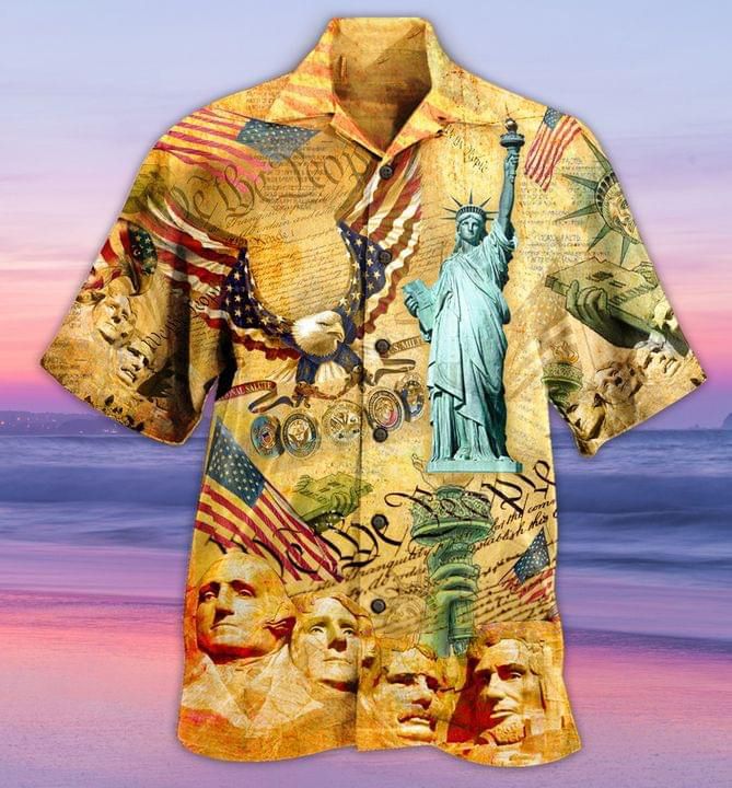 American Flag Eagle And Statue Of Liberty Hawaiian Shirt