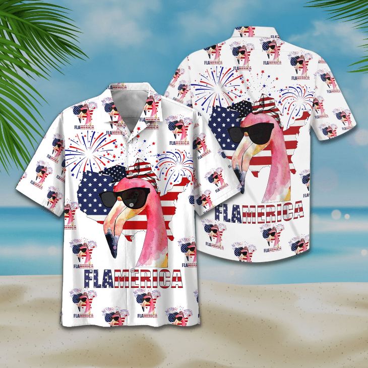 American Flag Flamingo Flamerica Hawaiian Shirt