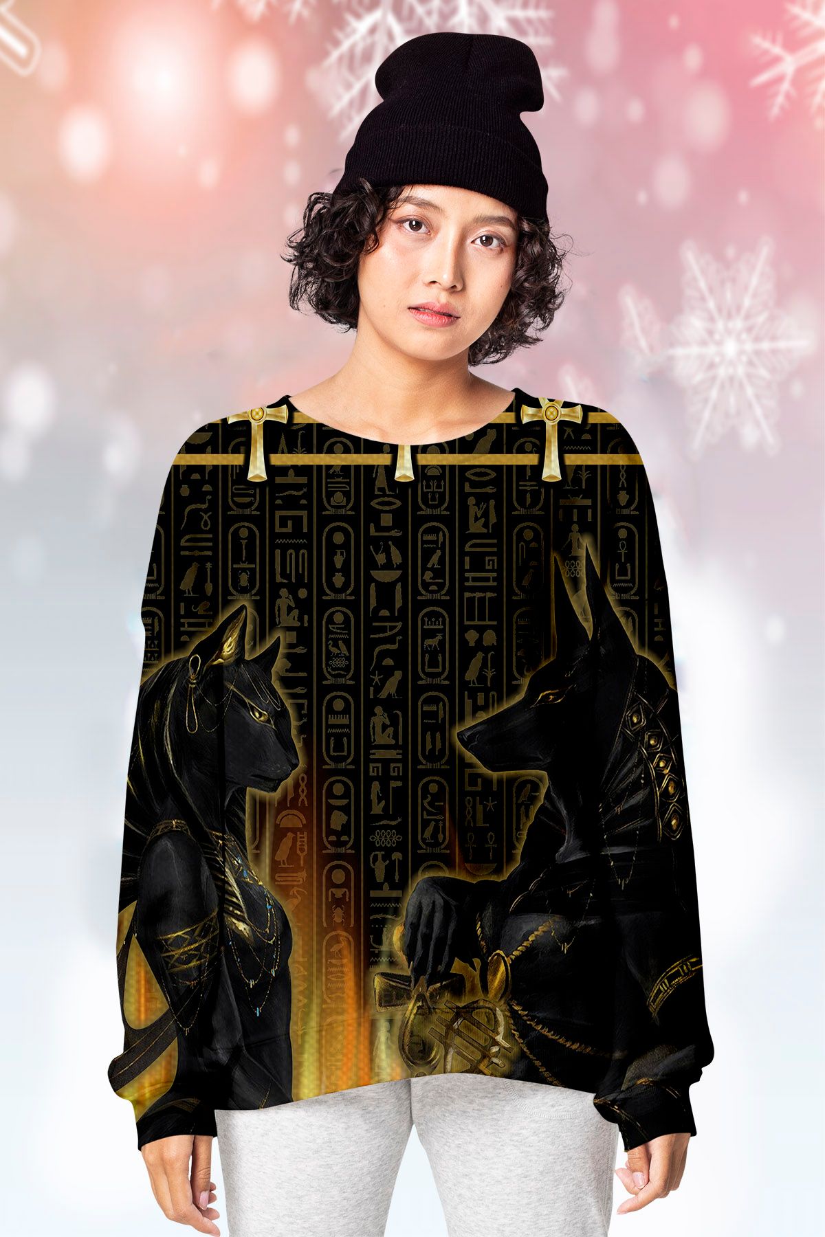 Ancient Egypt Anubis And Bastet  Ugly Christmas Sweater- Best Christmas Gifts 2023