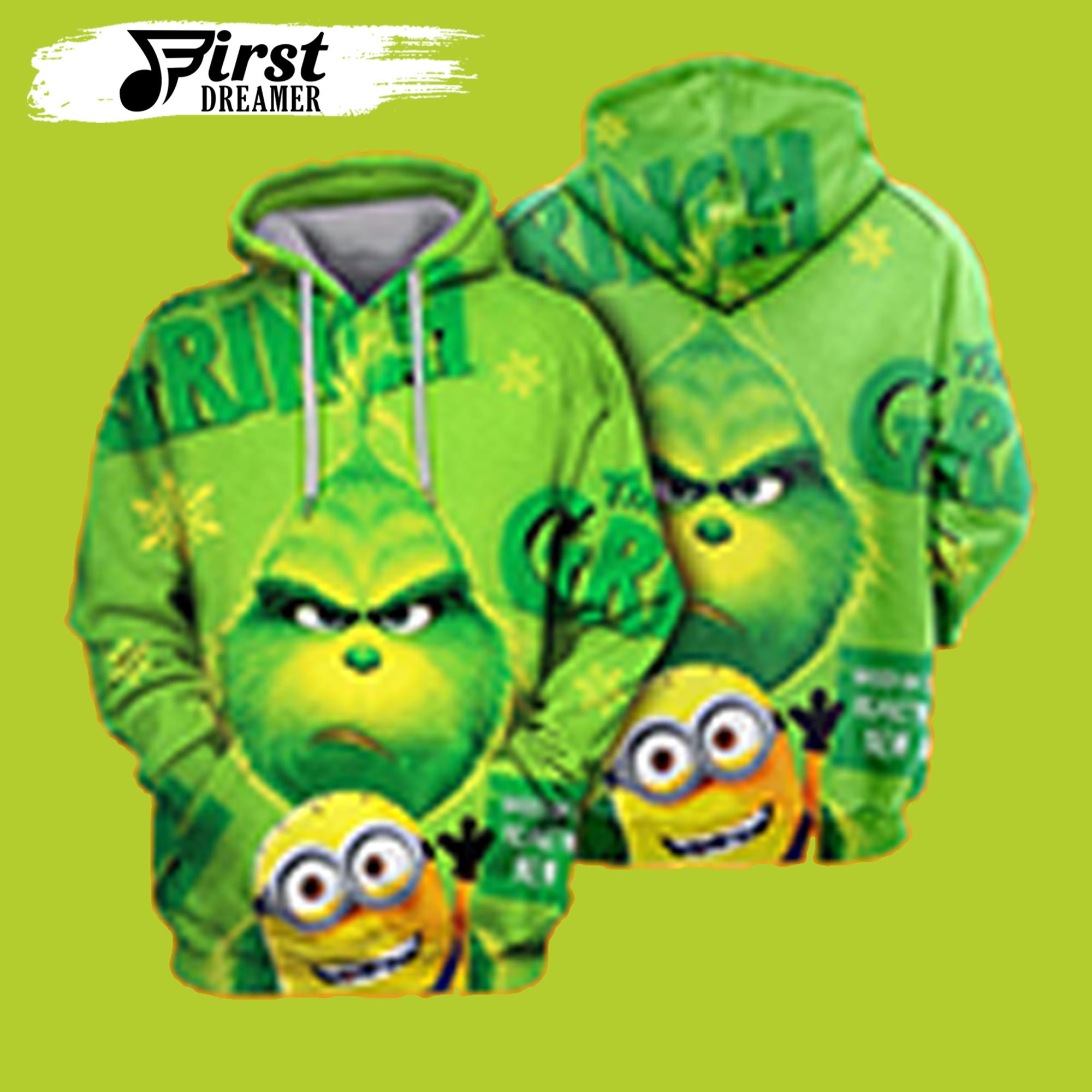 Angry Grinch And Happy Minioon Grinch 3D Hoodie