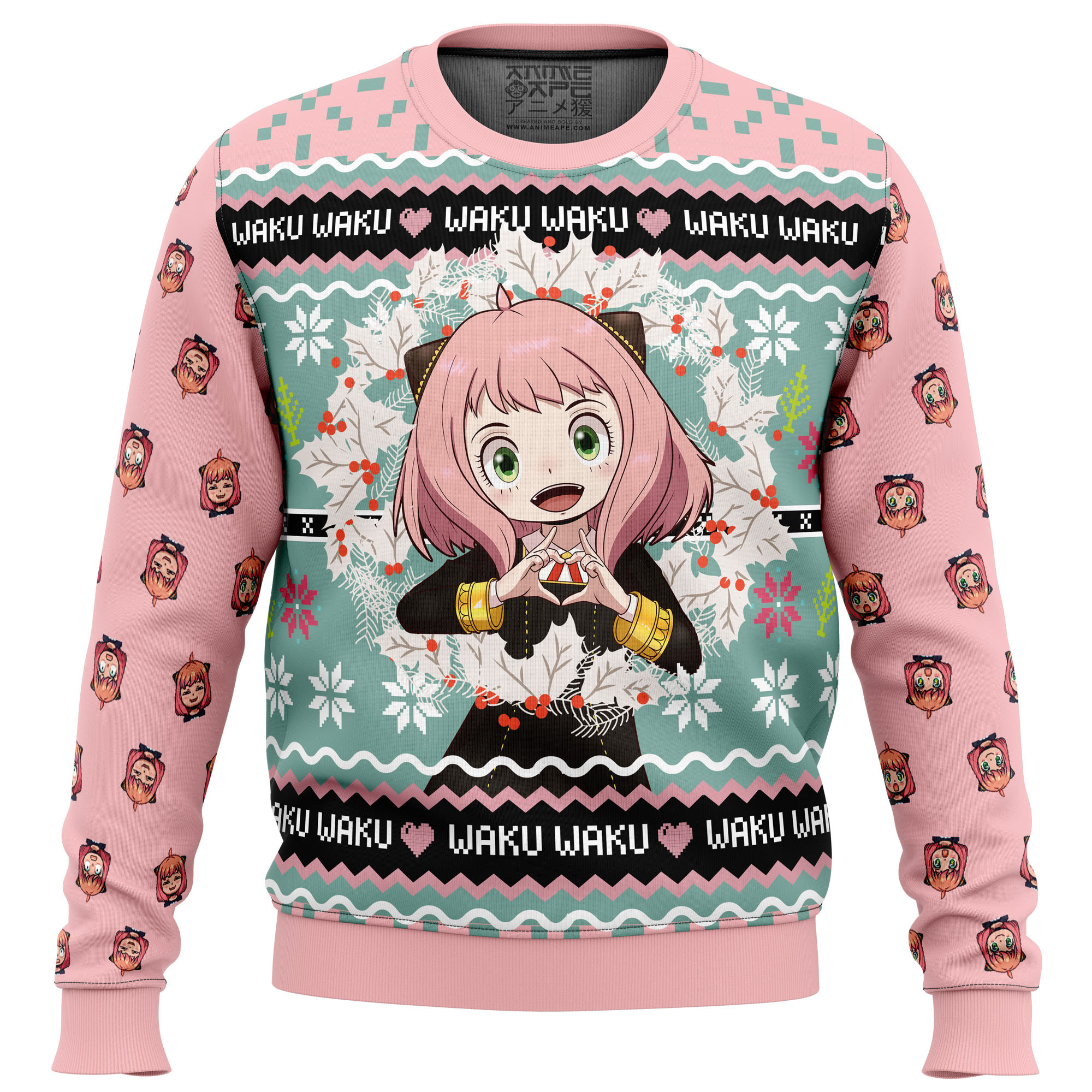 Anya Forger Waku Waku Spy x Family Ugly Christmas Sweater- Best Christmas Gifts 2023