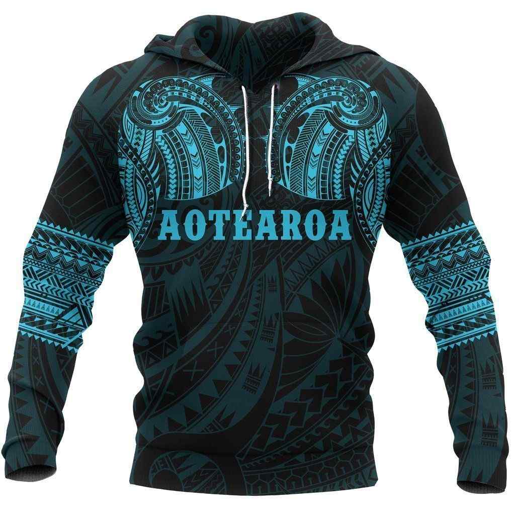 Aotearoa Maori Tattoo Blue 3D Hoodie