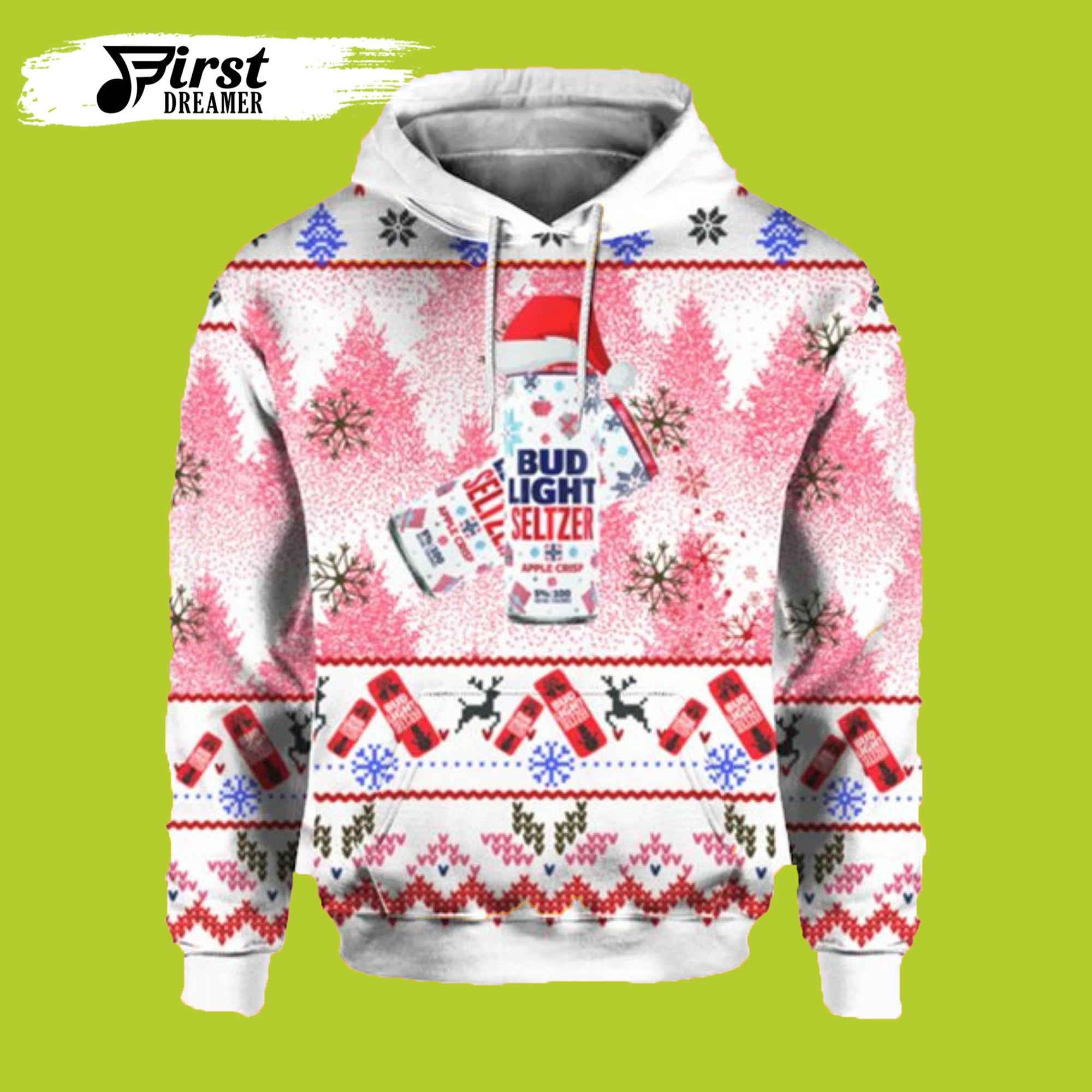 Apple Crisp Bud Light Ugly Christmas 3D Beer Hoodies