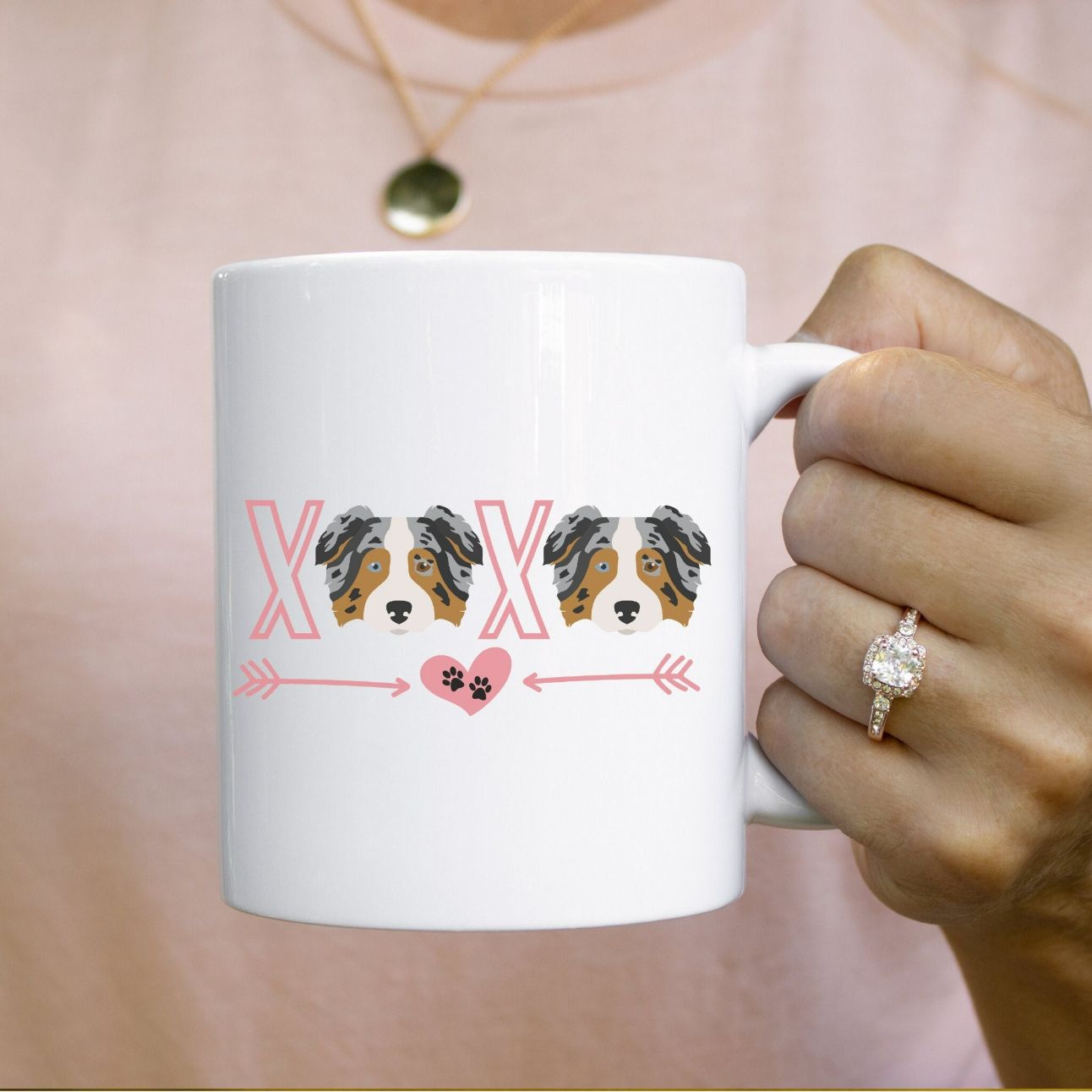 Australian Shepherd Valentines Day Coffee Xoxo Mug