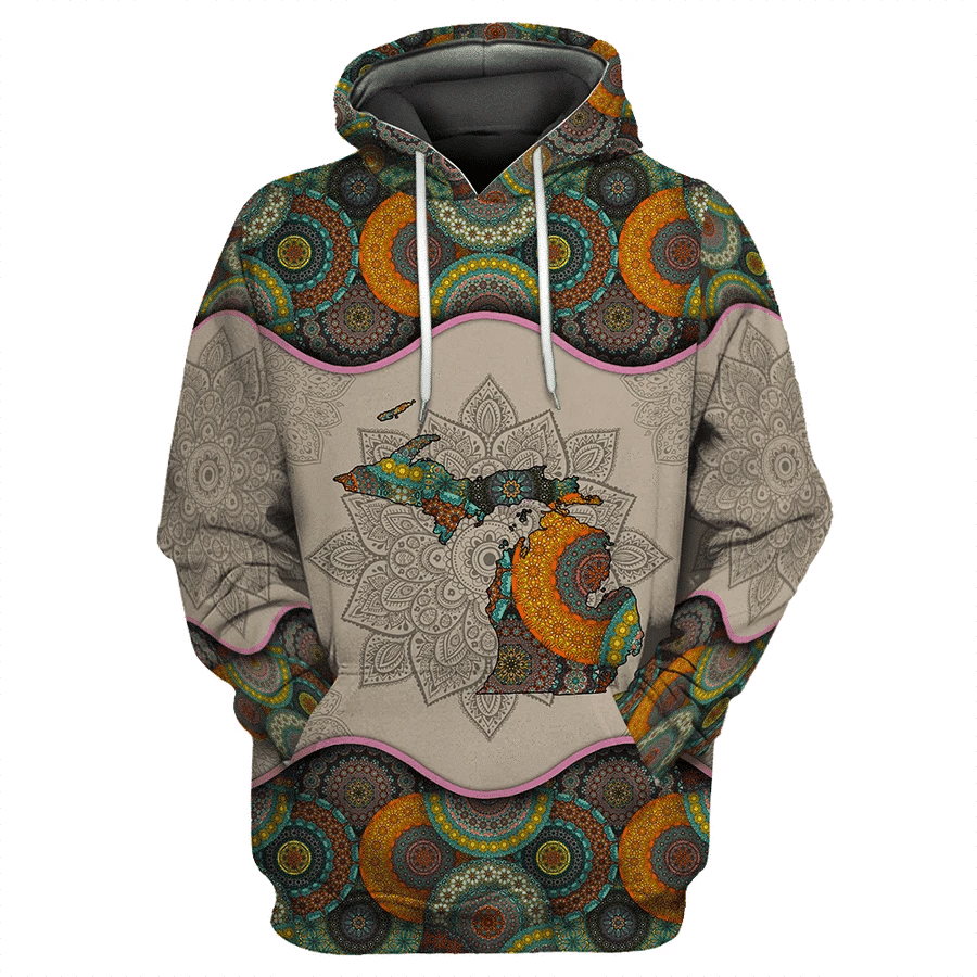 Awesome Vintage Mandala Michigan 3D Hoodie