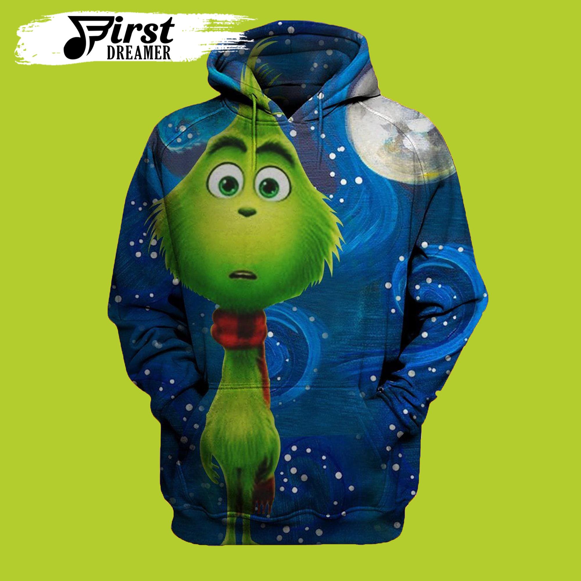 Baby Grinch And Night Moon Grinch 3D Hoodie