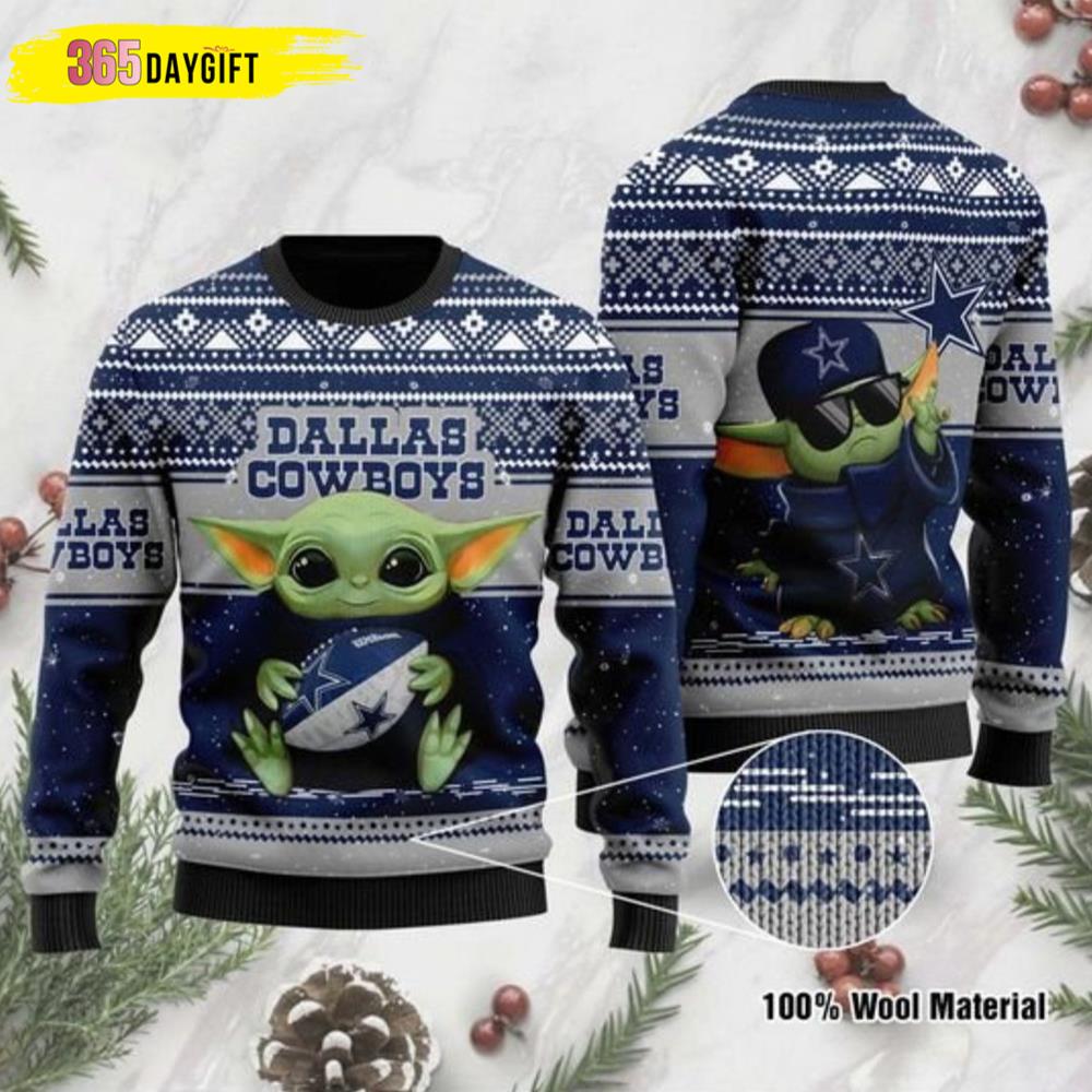 Baby Yoda Dallas Cowboys Ugly Christmas Sweater- Best Christmas Gifts 2023