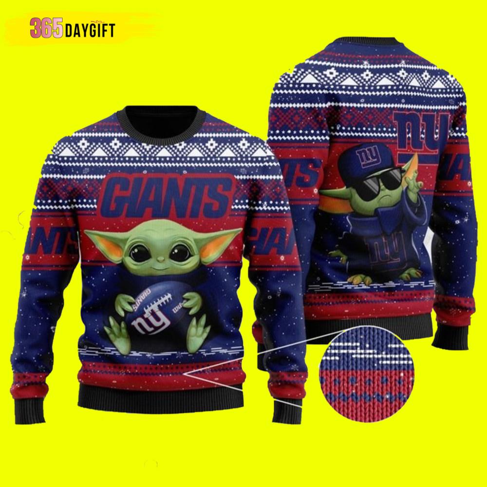 Baby Yoda New York Giants Ugly Christmas Sweater- Best Christmas Gifts 2023