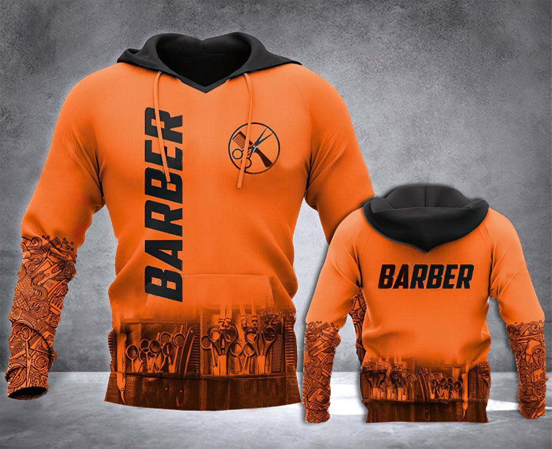 Barber Life Orange 3D Hoodie