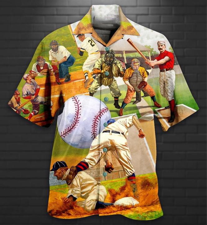 Baseball Print Hawaiian Shirt