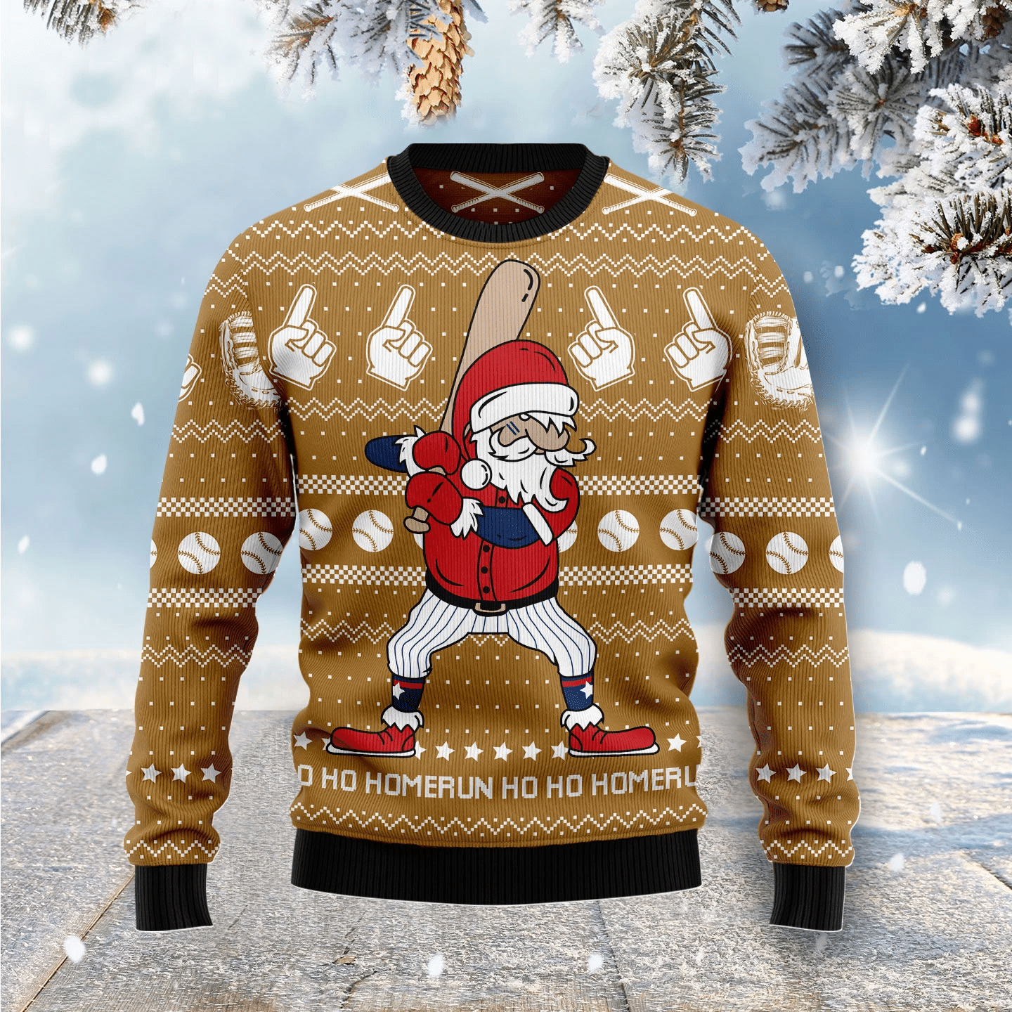 Baseball Ho Ho Homerun Christmas Ugly Christmas Sweater- Best Christmas Gifts 2023