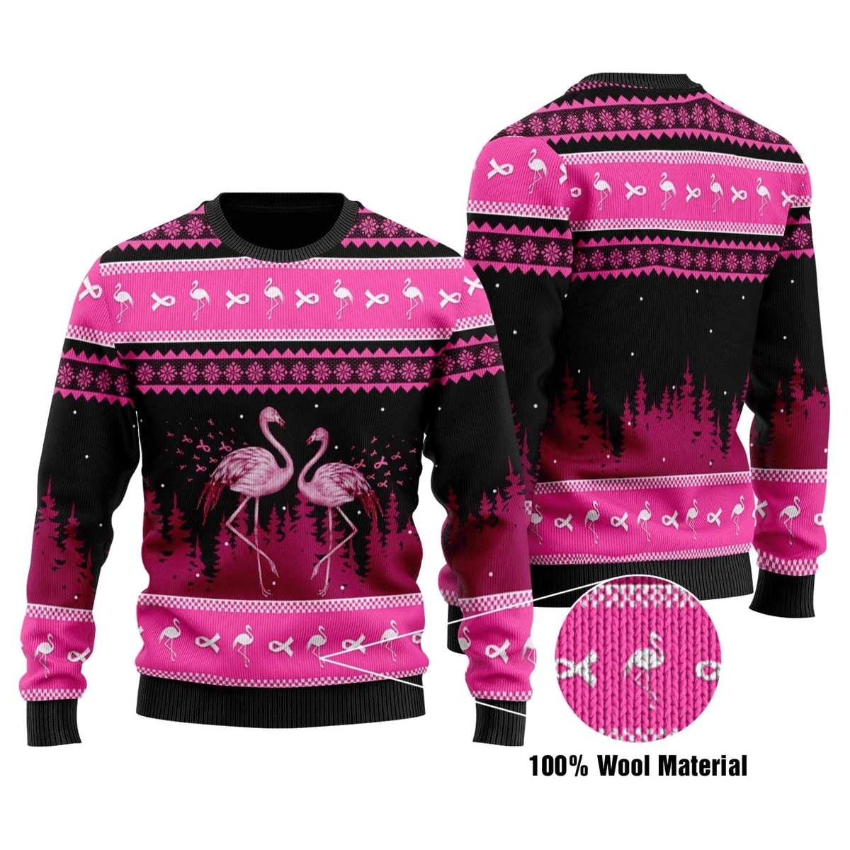 Bc Awareness Flamingo Ugly Christmas Sweater – Best Christmas Gifts 2023