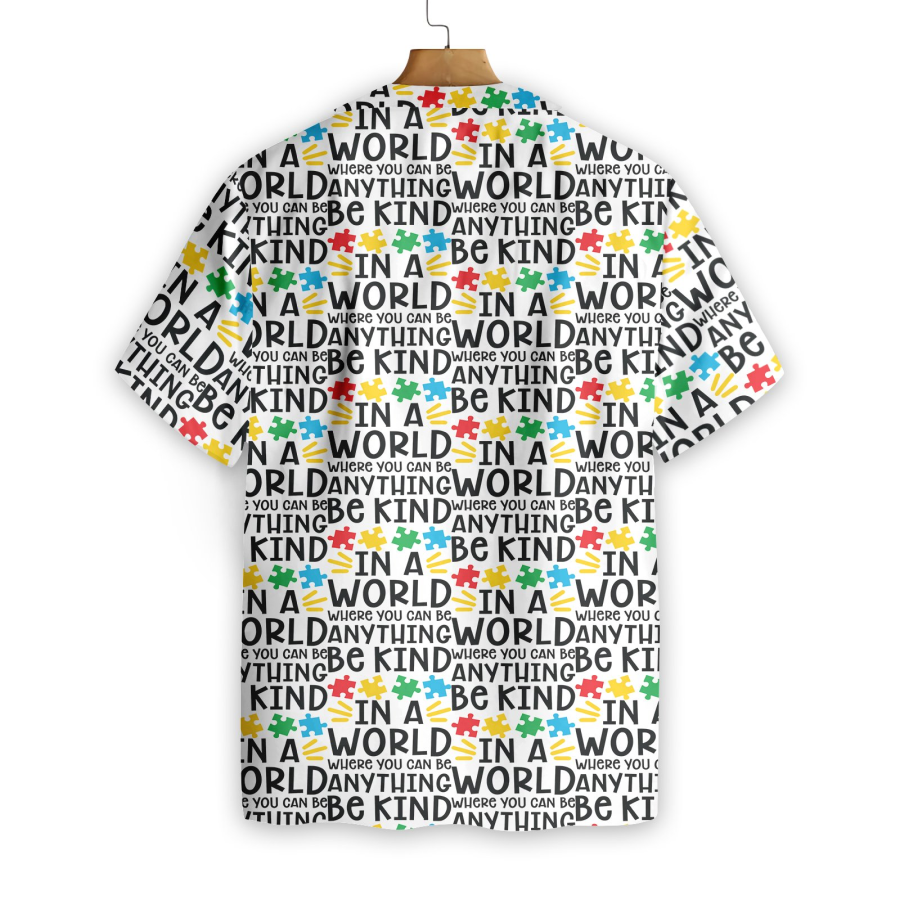 Be Kind Autism Multicolor Puzzle Hawaiian Shirt