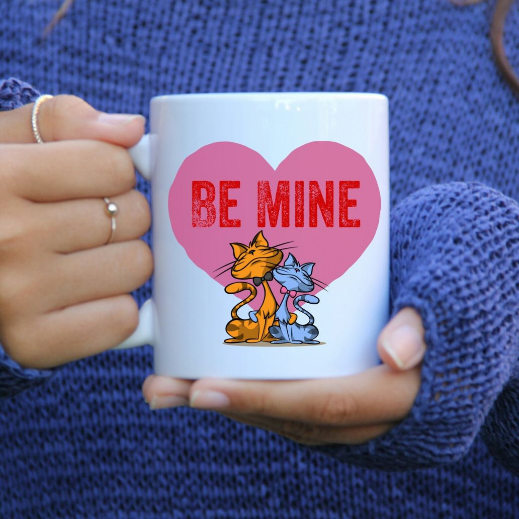 Be Mine Love Valentines Cat Coffee Mug