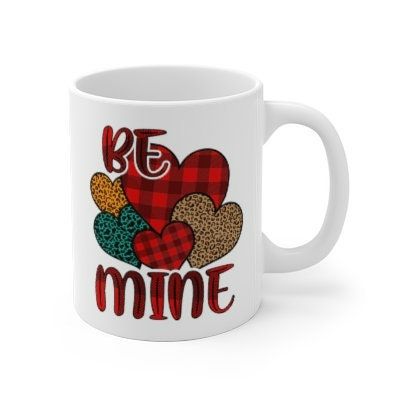 Be Mine With Buffalo Plaid Hearts Mug