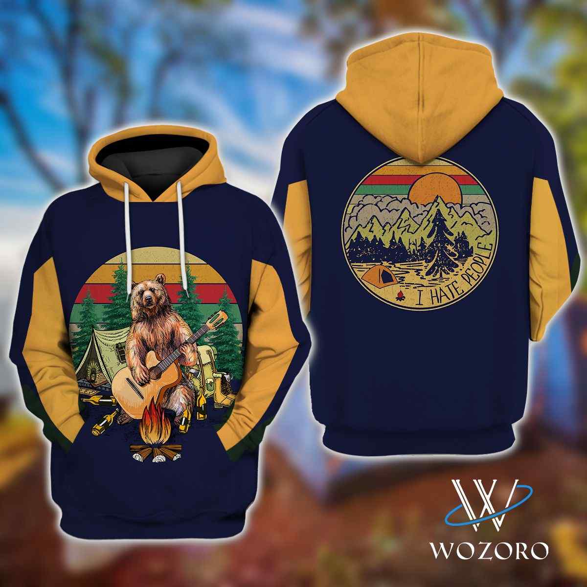 Bear Plays Guitar I Hate People Vintage Camping