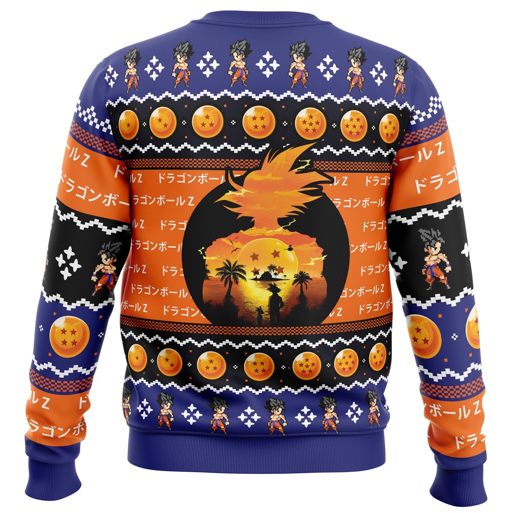 Beautiful Sunset Dragon Ball Z Ugly Christmas Sweater- Best Christmas Gifts 2023