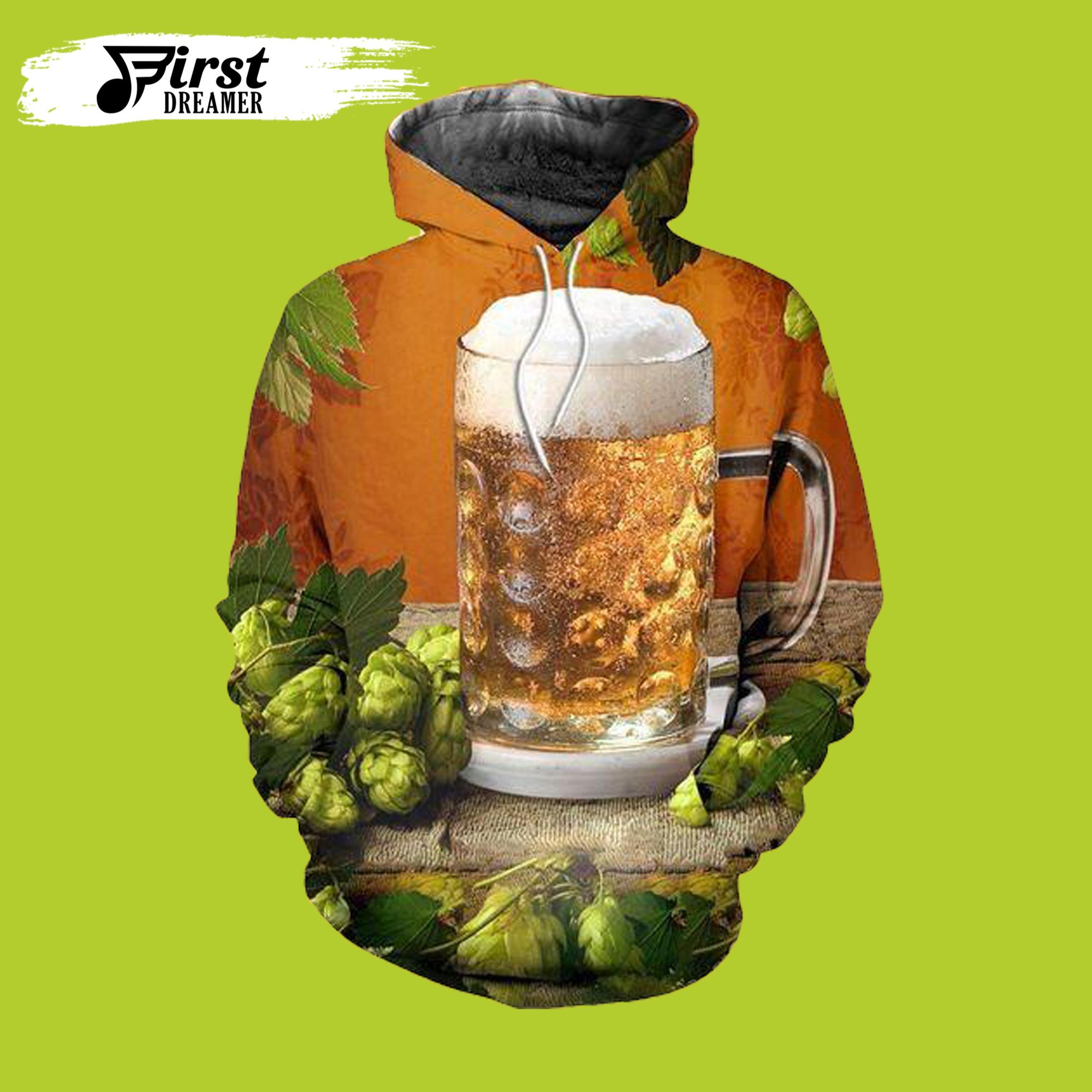 Beer Orange Art 3D Beer Hoodies