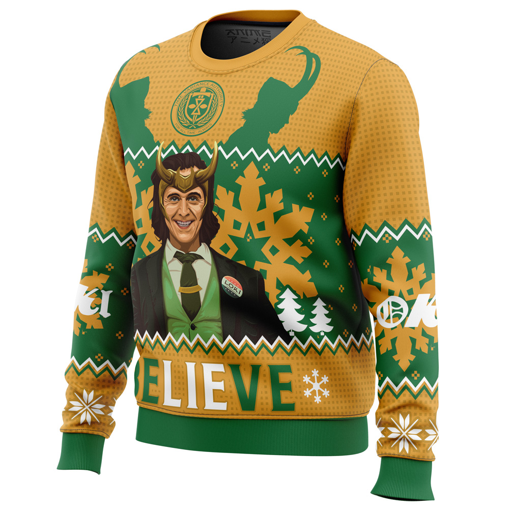 Believe Loki Marvel Ugly Christmas Sweater- Best Christmas Gifts 2023