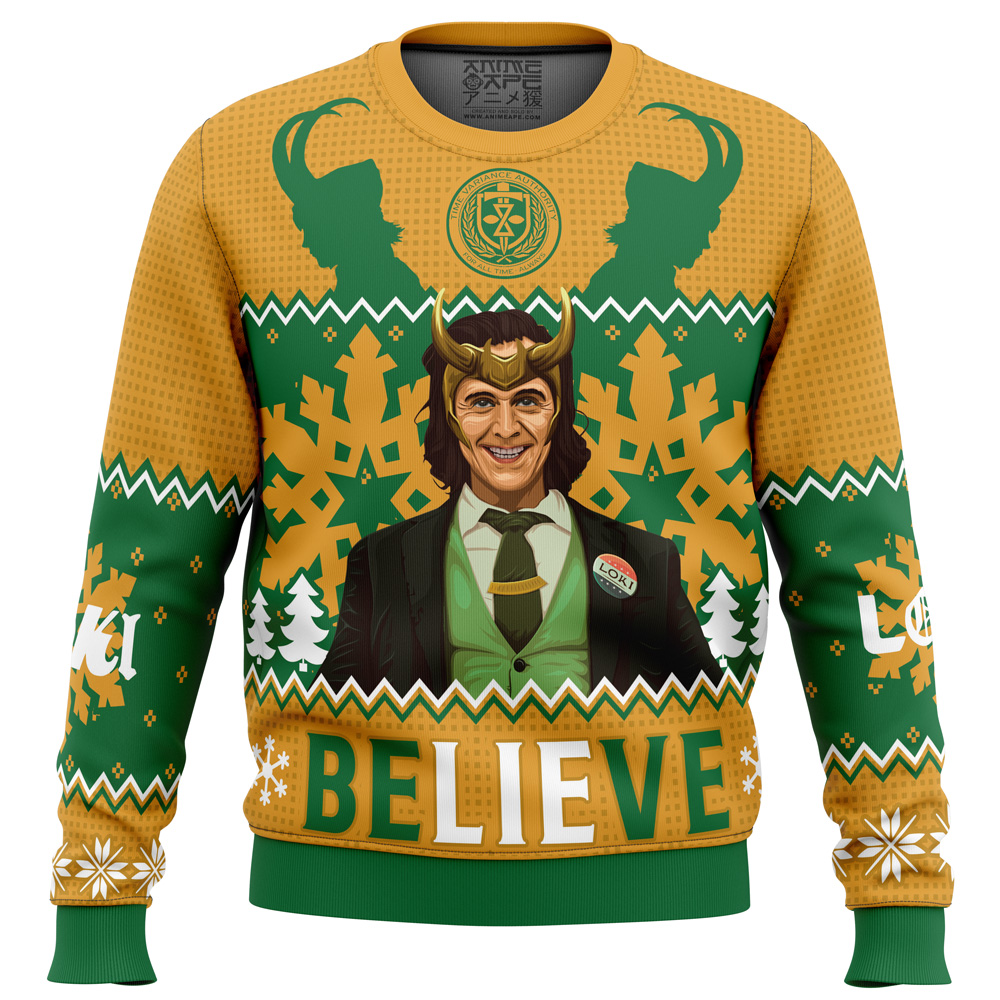 Believe Loki Marvel Ugly Christmas Sweater- Best Christmas Gifts 2023