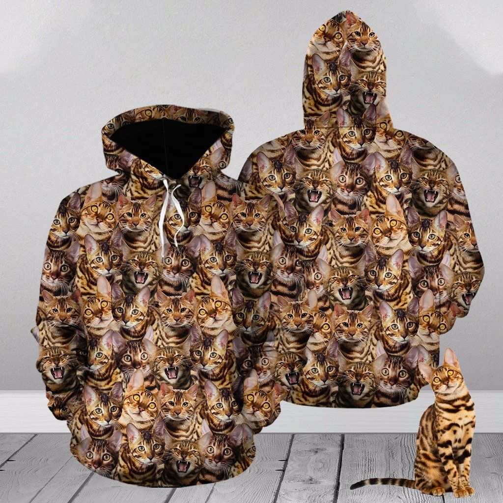 Bengal Cat Face Printed Cats 3D Hoodie