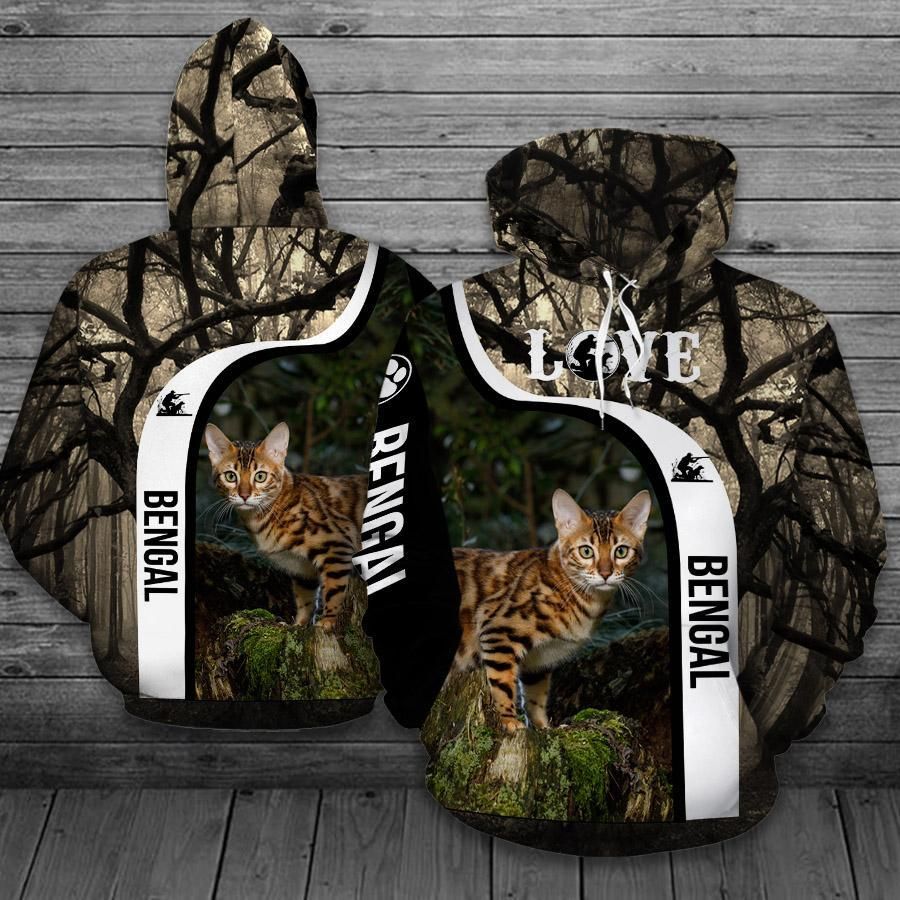 Bengal Cat In The Forest Love Cat 3D Hoodie