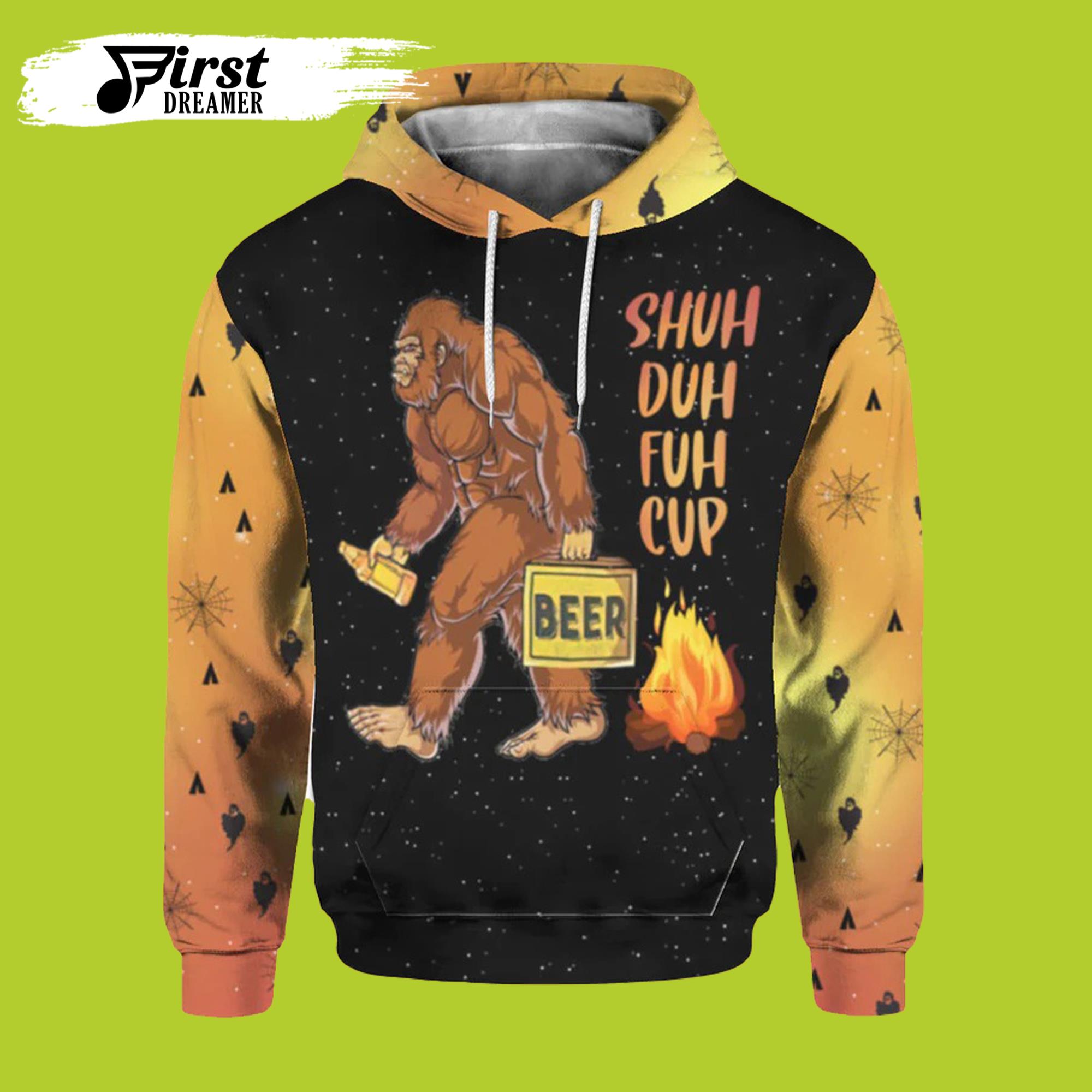 Bigfoot Camping 3D Beer Hoodies