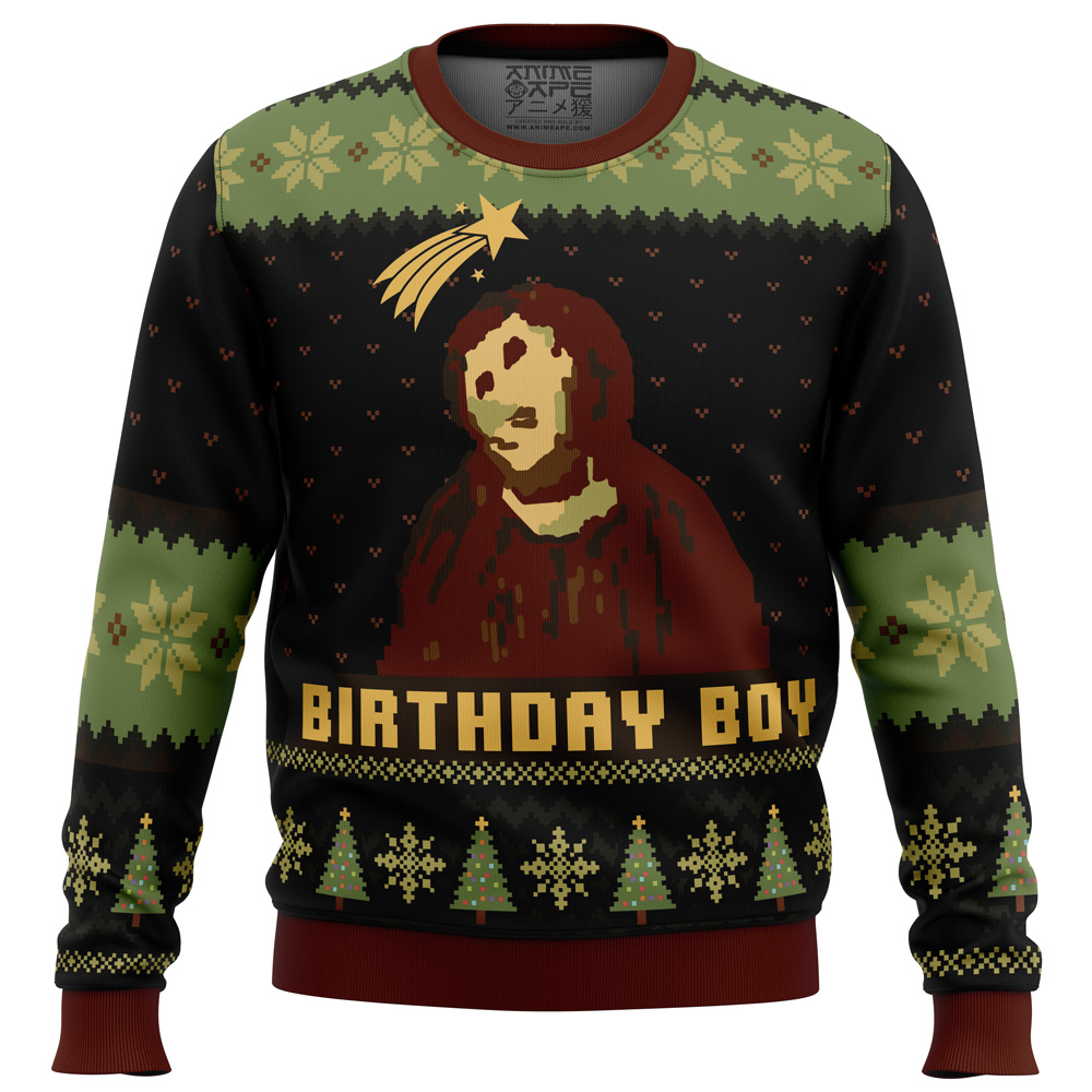 Birthday Boy The Ruined Fresco Of Jesus Ugly Christmas Sweater- Best Christmas Gifts 2023