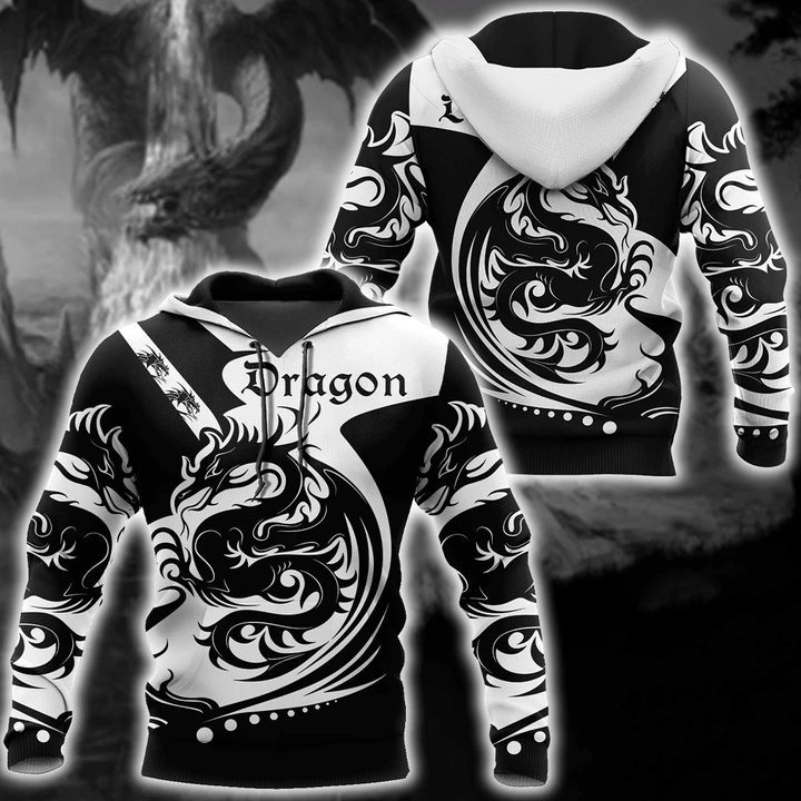 Black And White Dragon 3D Hoodie