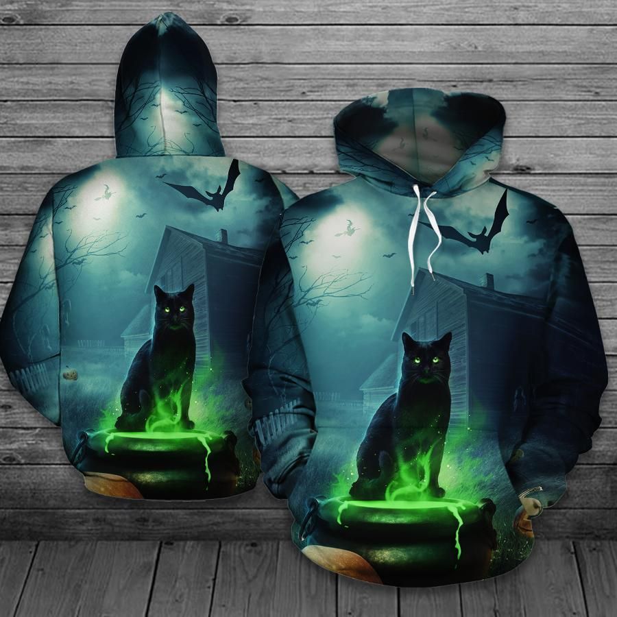 Black Cat Halloween Night Cat Sweatshirt Cats Jacket Cat Tshirt Funny 3D Hoodie